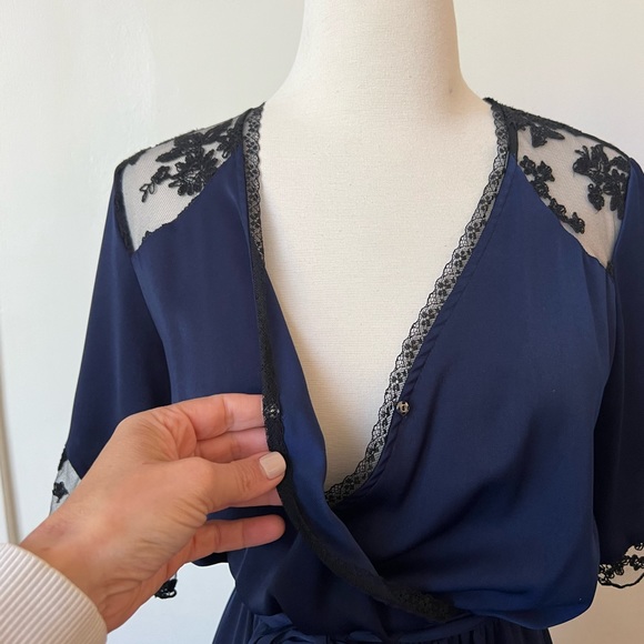 Who What Wear Navy Blue Lace Slip Dress - Picture 11 of 11
